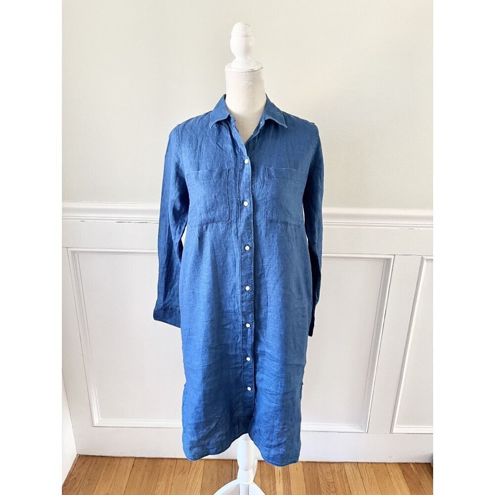 Everlane Dark Blue Chambray Long Sleeve Button-Up Shirtdress - Size 4 S